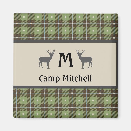 グリーン格子状ディアキャビン冷蔵庫 マグネット (正面)