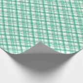 グリーン格子状ホリデークリスマス ラッピングペーパー (角)