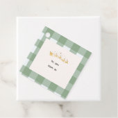 グリーン格子状ホリデーメッセージカード フェイバータグ (インサイチュ)