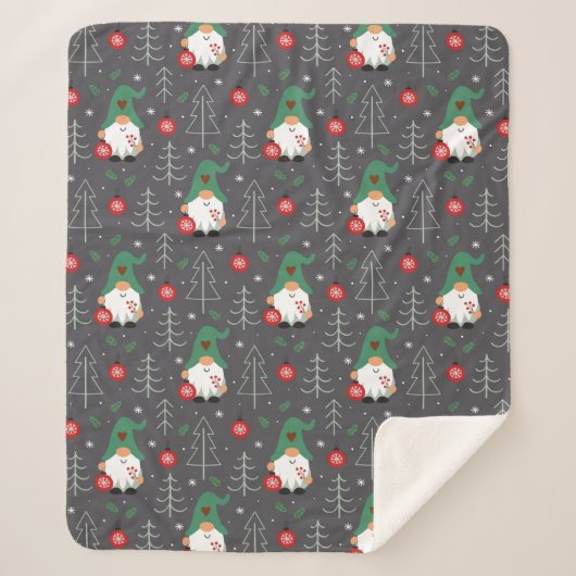 グリーン格言クリスマスツリーオーナメントパターン シェルパブランケット (正面)