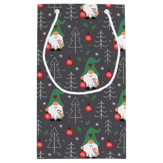 グリーン格言クリスマスツリーオーナメントパターン スモールペーパーバッグ (裏面)