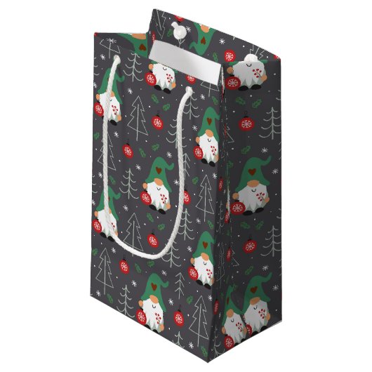 グリーン格言クリスマスツリーオーナメントパターン スモールペーパーバッグ (正面アングル)