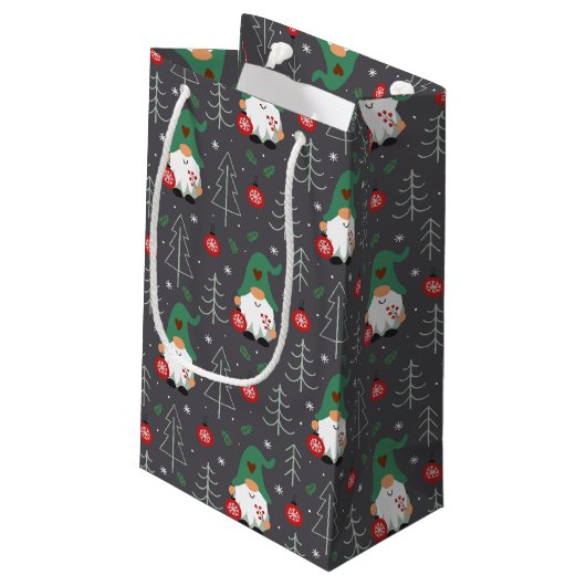 グリーン格言クリスマスツリーオーナメントパターン スモールペーパーバッグ (裏面アングル)