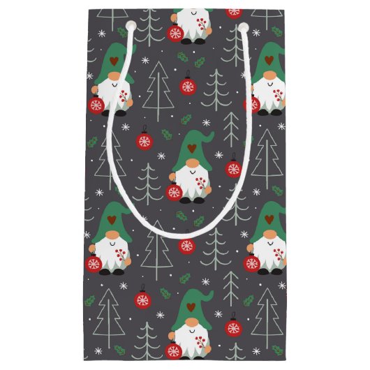 グリーン格言クリスマスツリーオーナメントパターン スモールペーパーバッグ (正面)