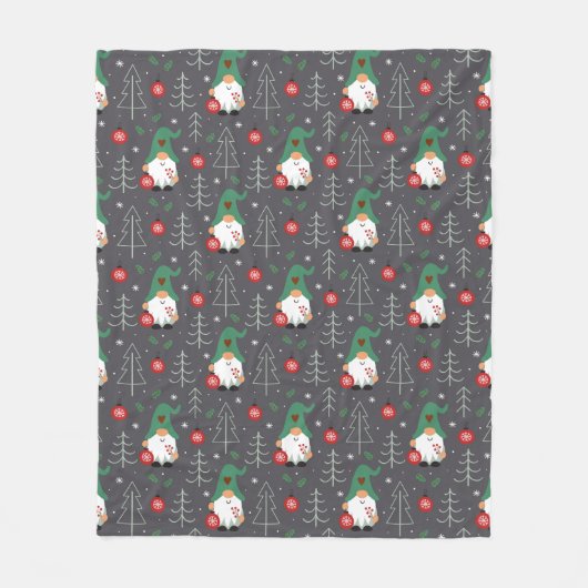 グリーン格言クリスマスツリーオーナメントパターン フリースブランケット (正面)