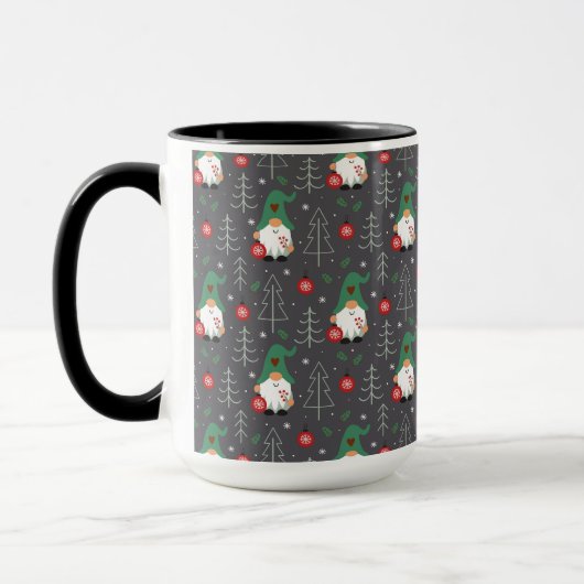 グリーン格言クリスマスツリーオーナメントパターン マグカップ (左)