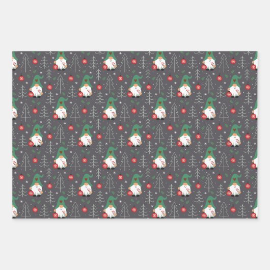 グリーン格言クリスマスツリーオーナメントパターン ラッピングペーパーシート (正面3)