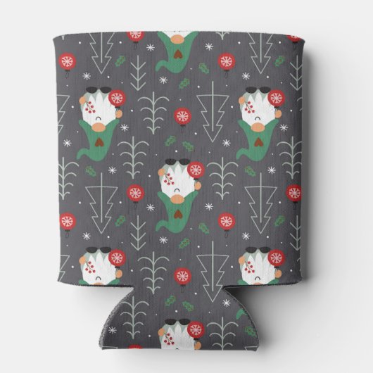 グリーン格言クリスマスツリーオーナメントパターン 缶クーラー (裏面)