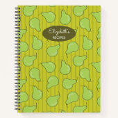 グリーン梨イラストレーションパターンレシピ本 ノートブック (正面)