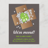 グリーン梱包ポップコーン引越し案内はがき 案内ポストカード (正面)