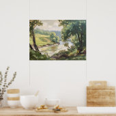 グリーン植生カーペットバイザリバーバンク ポスター (キッチン)