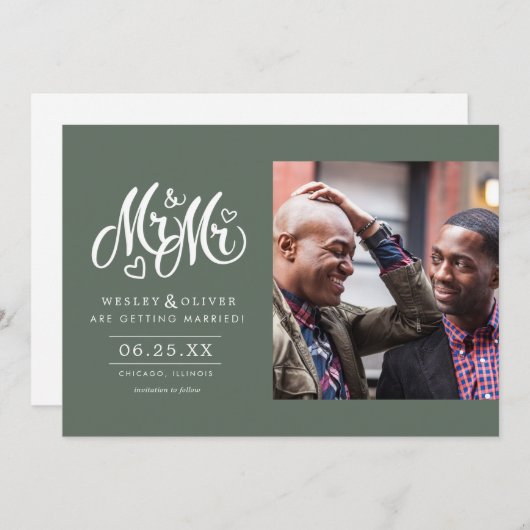 グリーン氏& Mr.スクリプト-日付を写真とともに保存 セーブザデート (正面/裏面)