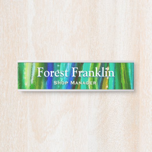 グリーン水中アルコールインクアート机用ネームプレート サインプレート (正面)