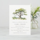 グリーン水彩オークの木のリハーサルディナー 招待状 (スタンド正面)