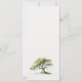 グリーン水彩オークの木 ウェディングメニューカード 招待状 (裏面)