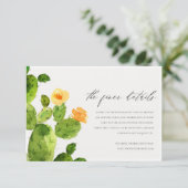 グリーン水彩デザートサボテンの花情報 招待状 (スタンド正面)