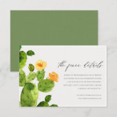 グリーン水彩デザートサボテンの花情報 招待状 (正面/裏面)