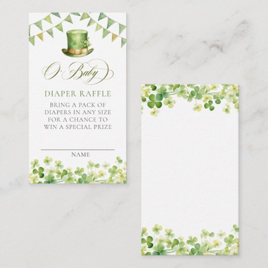 グリーン水彩 シャムロック おむつくじ エンクロージャーカード (正面/裏面)