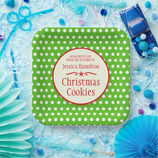 グリーン水玉模様クッキースワップベーキングプレゼント ペーパープレート (パーティー)