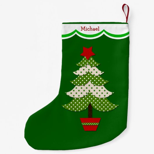 グリーン水玉模様クリスマスツパーソナライズされたリー スモールクリスマスストッキング (裏面)