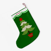 グリーン水玉模様クリスマスツパーソナライズされたリー スモールクリスマスストッキング (裏面 (吊り時))