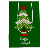 グリーン水玉模様クリスマスツリー ミディアムペーパーバッグ (裏面)