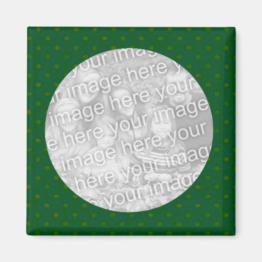 グリーン水玉模様フォトマグネットテンプレート マグネット (正面)