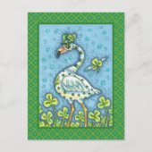 グリーン水玉模様フラミおもしろいンゴST.パトリックの日 シーズンポストカード (正面)