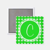 グリーン水玉模様モノグラム マグネット (正面/裏面)