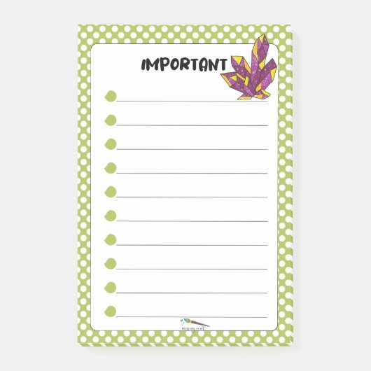 グリーン水玉模様レッドダイヤモンド重要 ポストイット (正面)