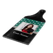 グリーン水玉模様写真テンプレート カッティングボード (角)