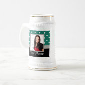 グリーン水玉模様写真テンプレート ビールジョッキ (正面左)