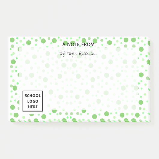 グリーン水玉模様新学期先生 ポストイット (正面)