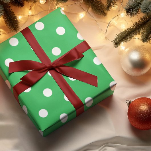 グリーン水玉模様 ラッピングペーパー