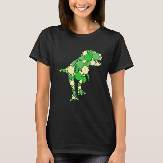 グリーン水玉模様Tレックスドット国際的 Tシャツ (正面)