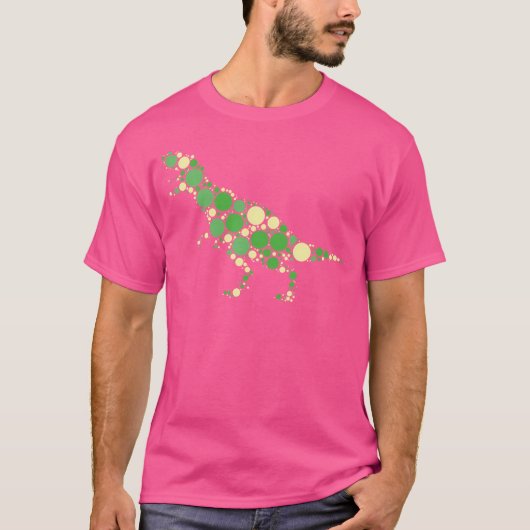 グリーン水玉模様Tレックス国際的ドットD Tシャツ (正面)
