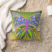 グリーン海バタフライ装飾用クッション クッション (ブランケット)