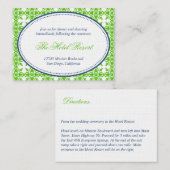 グリーン海軍オーバルレース名門私立校風のウェディングレセプションカード エンクロージャーカード (正面/裏面)