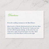 グリーン海軍オーバルレース名門私立校風のウェディングレセプションカード エンクロージャーカード (裏面)