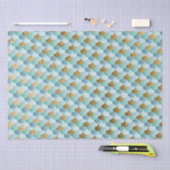 グリーン淡い色のとグラデーションゴールドフォイルのマーメイドはかりで測 薄葉紙 (クラフト)