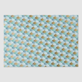 グリーン淡い色のとグラデーションゴールドフォイルのマーメイドはかりで測 薄葉紙