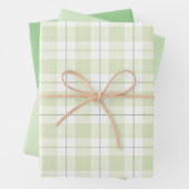 グリーン淡い色のの調整されたジェイドプレイドパターン ラッピングペーパーシート (インサイチュ)