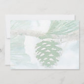 グリーン淡い色のウィンターパインコーンホリデー招待状 サンキューカード (裏面)
