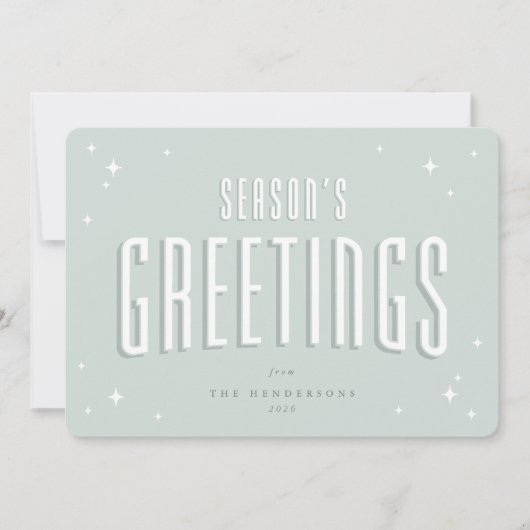 グリーン淡い色のシーズングリーティングレトロスター写真 シーズンカード (正面)