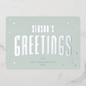 グリーン淡い色のシーズングリーティングレトロスター写真 箔シーズンカード (正面)