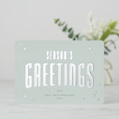 グリーン淡い色のシーズングリーティングレトロスター写真 箔シーズンカード (立ち正面)