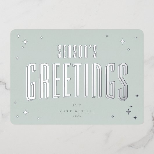 グリーン淡い色のシーズングリーンズレトロスターズフラット 箔シーズンカード (正面)