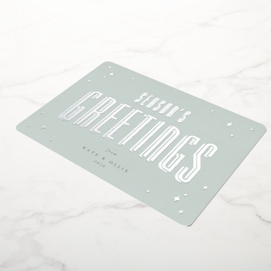 グリーン淡い色のシーズングリーンズレトロスターズフラット 箔シーズンカード (回転した状態)