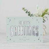 グリーン淡い色のシーズングリーンズレトロスターズフラット 箔シーズンカード (立ち正面)