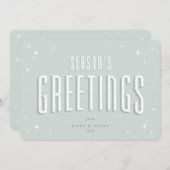 グリーン淡い色のシーズンズグリーティングレトロスターズフラット シーズンカード (正面/裏面)